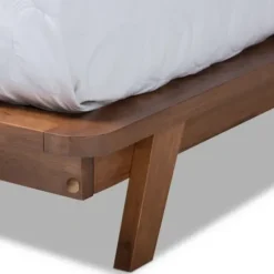 Beds & Headboards-Kirkland's Home Beige Tufted And Natural Walnut Full Platform Bed Tan