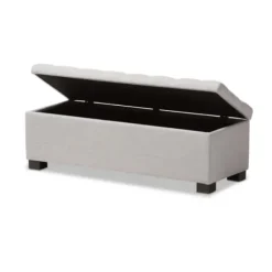 Benches & Ottomans-Kirkland's Home Beige Tufted Contemporary Storage Bench Tan/Gray