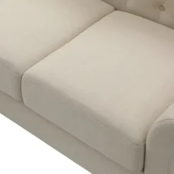 Sofas & Loveseats-Kirkland's Home Beige Upholstered Button Tufted Loveseat Tan