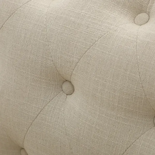 Sofas & Loveseats-Kirkland's Home Beige Upholstered Button Tufted Loveseat Tan