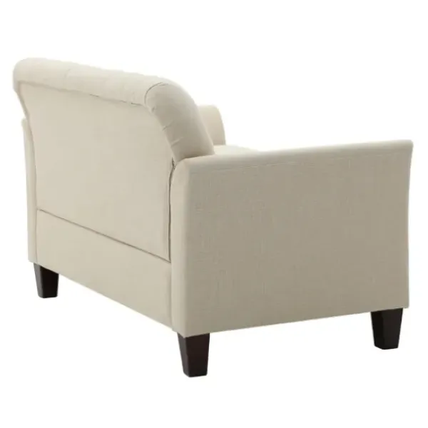 Sofas & Loveseats-Kirkland's Home Beige Upholstered Button Tufted Loveseat Tan