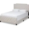 Beds & Headboards-Kirkland's Home Beige Upholstered Button Tufted King Panel Bed Ivory