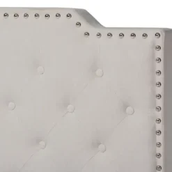 Beds & Headboards-Kirkland's Home Beige Upholstered Button Tufted King Panel Bed Ivory