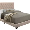 Beds & Headboards-Kirkland's Home Beige Upholstered Button Tufted Wing Queen Bed Tan