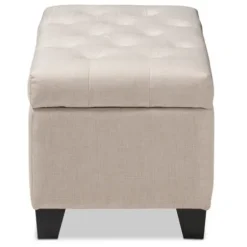Benches & Ottomans-Kirkland's Home Beige Upholstered Storage Ottoman Tan