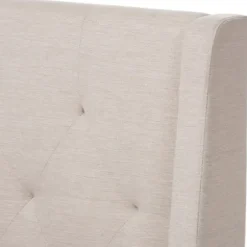 Beds & Headboards-Kirkland's Home Beige Upholstered Wingback Queen Platform Bed Ivory