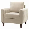 Accent Chairs-Kirkland's Home Beige Velvet Channel Stitch Accent Chair Tan
