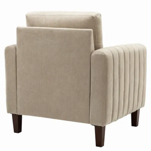 Accent Chairs-Kirkland's Home Beige Velvet Channel Stitch Accent Chair Tan
