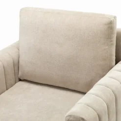 Accent Chairs-Kirkland's Home Beige Velvet Channel Stitch Accent Chair Tan