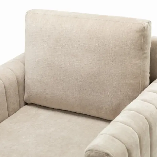 Accent Chairs-Kirkland's Home Beige Velvet Channel Stitch Accent Chair Tan