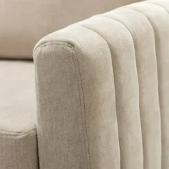 Accent Chairs-Kirkland's Home Beige Velvet Channel Stitch Accent Chair Tan