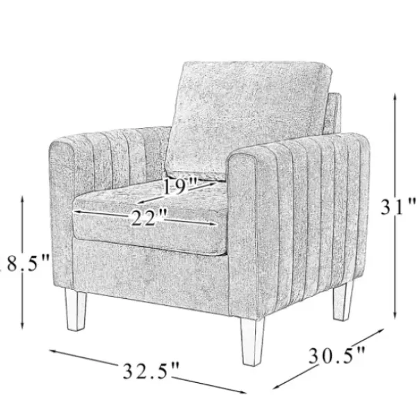 Accent Chairs-Kirkland's Home Beige Velvet Channel Stitch Accent Chair Tan