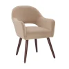 Dining Chairs-Kirkland's Home Beige Velvet Curved Open Back Dining Chair Tan