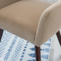 Dining Chairs-Kirkland's Home Beige Velvet Curved Open Back Dining Chair Tan