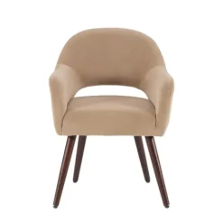 Dining Chairs-Kirkland's Home Beige Velvet Curved Open Back Dining Chair Tan