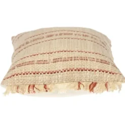 Pillows-Kirkland's Home Beige Woven Red Stripes Lumbar Pillow Tan