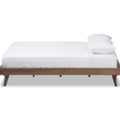 Beds & Headboards-Kirkland's Home Benjamin Walnut Tapered Leg King Bed Frame Brown