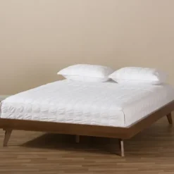 Beds & Headboards-Kirkland's Home Benjamin Walnut Tapered Leg King Bed Frame Brown