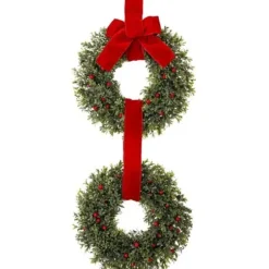 Wreaths-Kirkland's Home Berries And Boxwood Double Wreath Green/Red