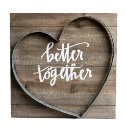 Wall Quotes & Signs-Kirkland's Home Better Together Metal And Wood Plank Wall Plaque Brown/Silver