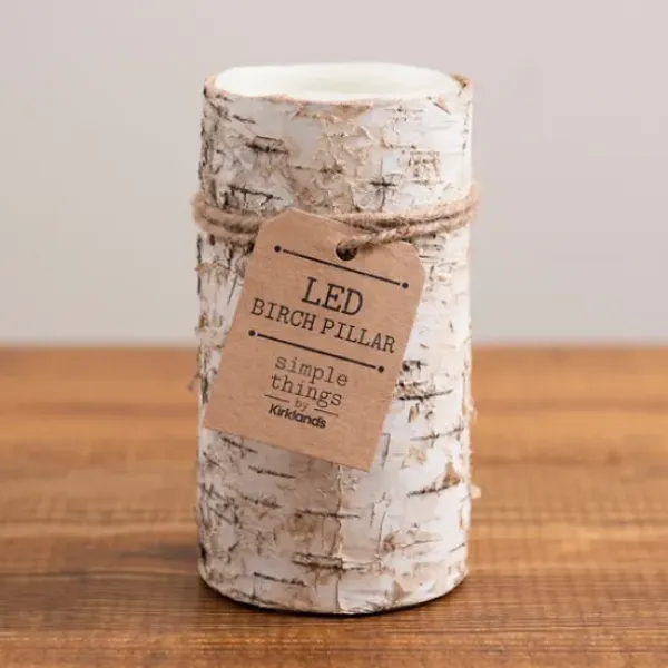 Flameless Candles-Kirkland's Home Birch Bark Led Pillar Candle, 6 In. Tan