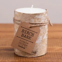Candles-Kirkland's Home Birch Bark Pillar Candle, 4 In. Tan
