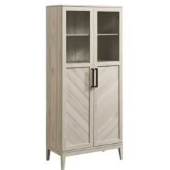 Cabinets & Sideboards-Kirkland's Home Birch Chevron Wooden Storage Cabinet Tan