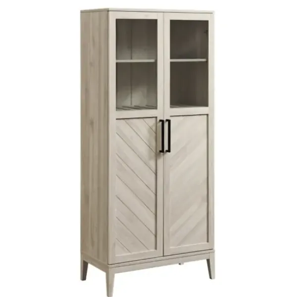 Cabinets & Sideboards-Kirkland's Home Birch Chevron Wooden Storage Cabinet Tan