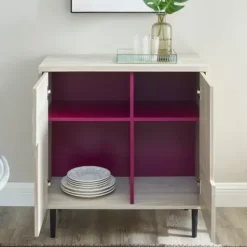 Cabinets & Sideboards-Kirkland's Home Birch Color Pop Geometric Cabinet Tan