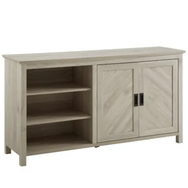 Cabinets & Sideboards-Kirkland's Home Birch 2-Door Chevron Cabinet Tan