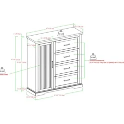 Dressers & Chests-Kirkland's Home Birch Grooved 4-Drawer Dresser With Wardrobe Tan