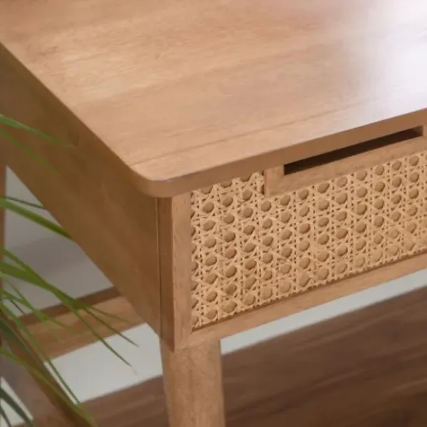 Office Furniture-Kirkland's Home Birch Wood And Rattan Desk