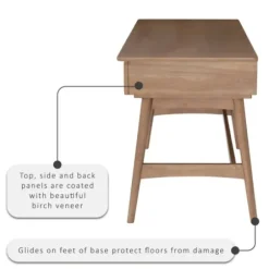 Office Furniture-Kirkland's Home Birch Wood And Rattan Desk