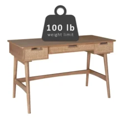 Office Furniture-Kirkland's Home Birch Wood And Rattan Desk
