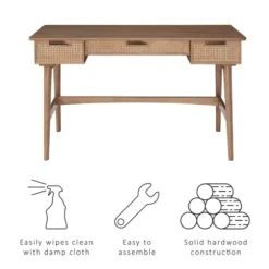 Office Furniture-Kirkland's Home Birch Wood And Rattan Desk