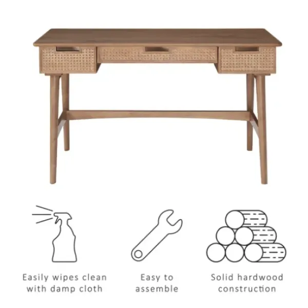 Office Furniture-Kirkland's Home Birch Wood And Rattan Desk