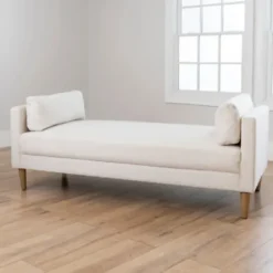 Sofas & Loveseats-Kirkland's Home Birch Wood Chaise Lounge Ivory