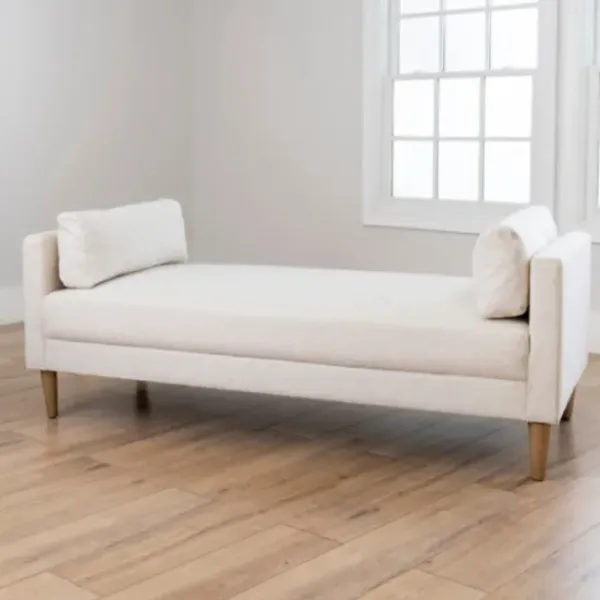 Sofas & Loveseats-Kirkland's Home Birch Wood Chaise Lounge Ivory