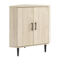 Cabinets & Sideboards-Kirkland's Home Birch Wood Finish Corner Cabinet Tan