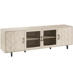Tv Stands & Media Consoles-Kirkland's Home Birch Wood Herringbone 4-Door Tv Stand