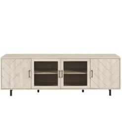 Tv Stands & Media Consoles-Kirkland's Home Birch Wood Herringbone 4-Door Tv Stand