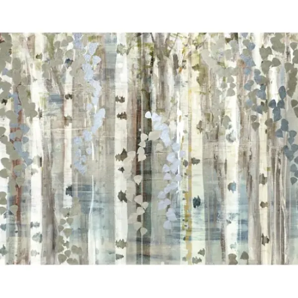 Canvas Art-Kirkland's Home Birch Wood Meadow Giclee Canvas Art Print Gray/Blue