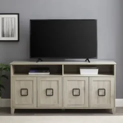 Tv Stands & Media Consoles-Kirkland's Home Birch Wooden Door Modern Tv Stand Ivory