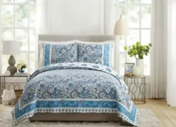 Quilts-Kirkland's Home Bisou Floral Full/Queen 3-Pc. Quilt Set Blue