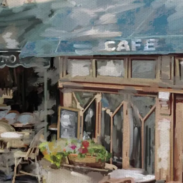 Canvas Art-Kirkland's Home Bistro De Paris I Canvas Art Print Blue/Ivory