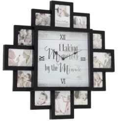 Clocks-Kirkland's Home Black 12 Photo Frame Collage Clock