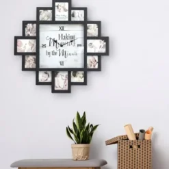 Clocks-Kirkland's Home Black 12 Photo Frame Collage Clock