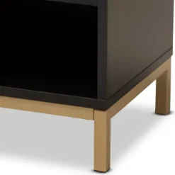Nightstands-Kirkland's Home Black And Brown Single Drawer Nightstand Black/Brown