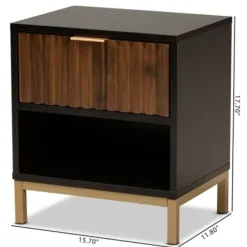 Nightstands-Kirkland's Home Black And Brown Single Drawer Nightstand Black/Brown