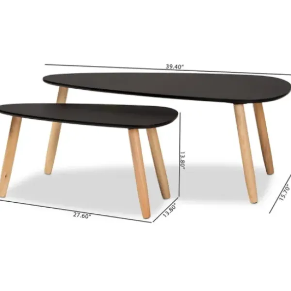 Coffee Tables-Kirkland's Home Black And Brown Wood Coffee Tables, Set Of 2 Black/Brown